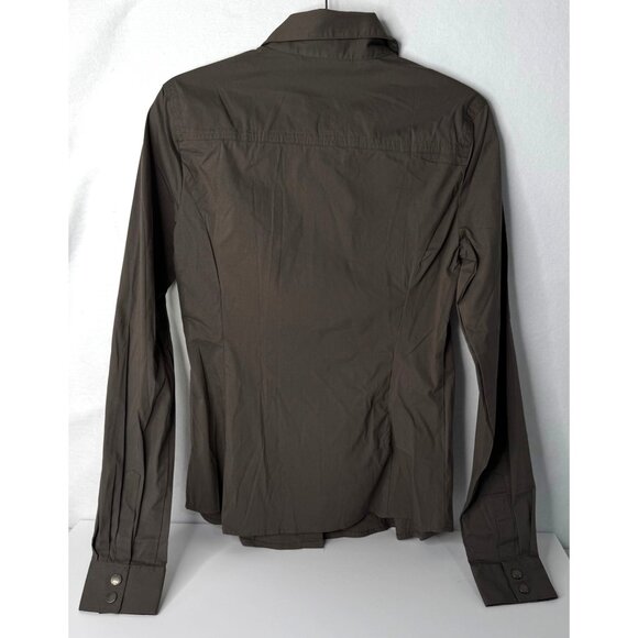 Calliope Womens Dark Olive Long Sleeve Button-Up Shirt XL Cotton Blend - Picture 2 of 15